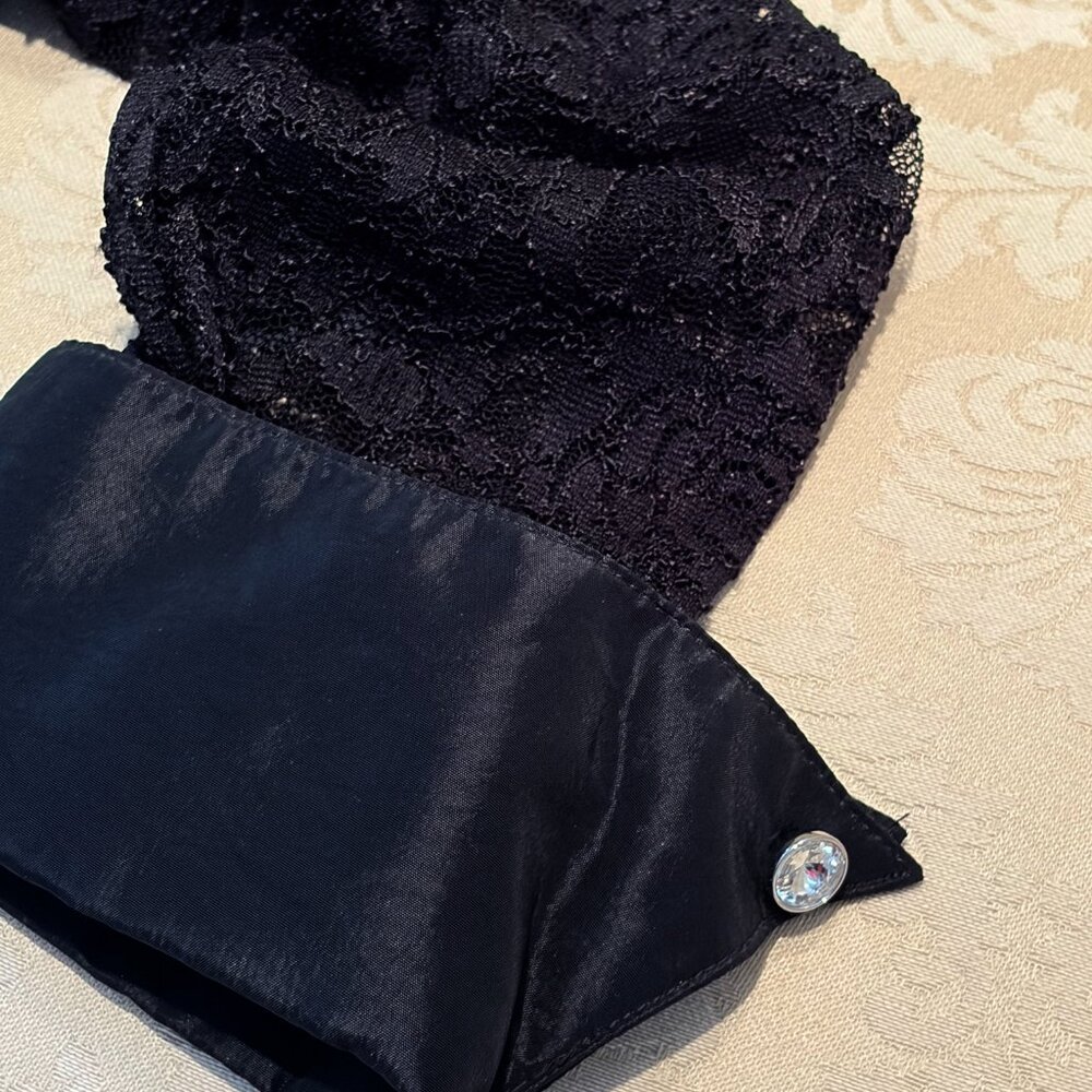Black taffeta and lace cocktail dress, Size 2 - Picture 2 of 5